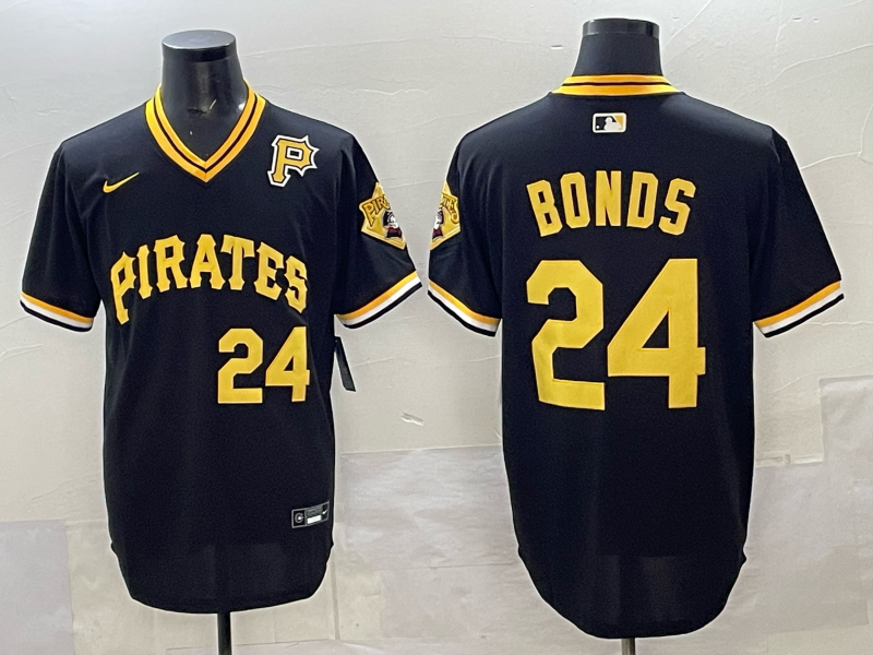 Men Pittsburgh Pirates #24 Bonds black Nike MLB 2025 Jersey 01